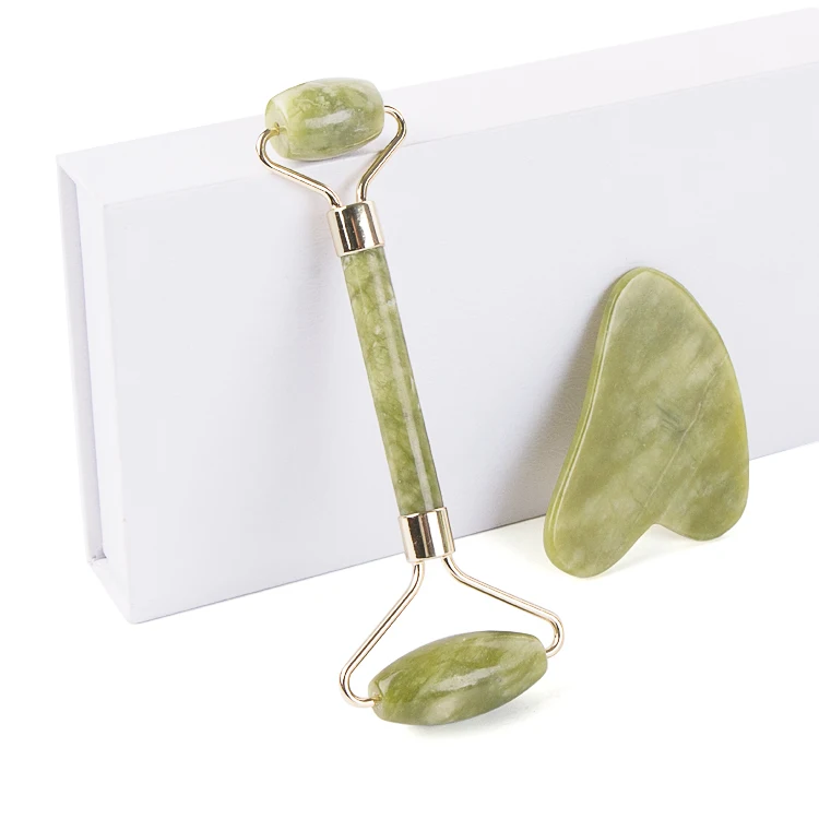 Набор для ухода за кожей лица Jade Roller & Gua Sha, массажный ролик для лица, шеи, глаз, морщин, припухлости