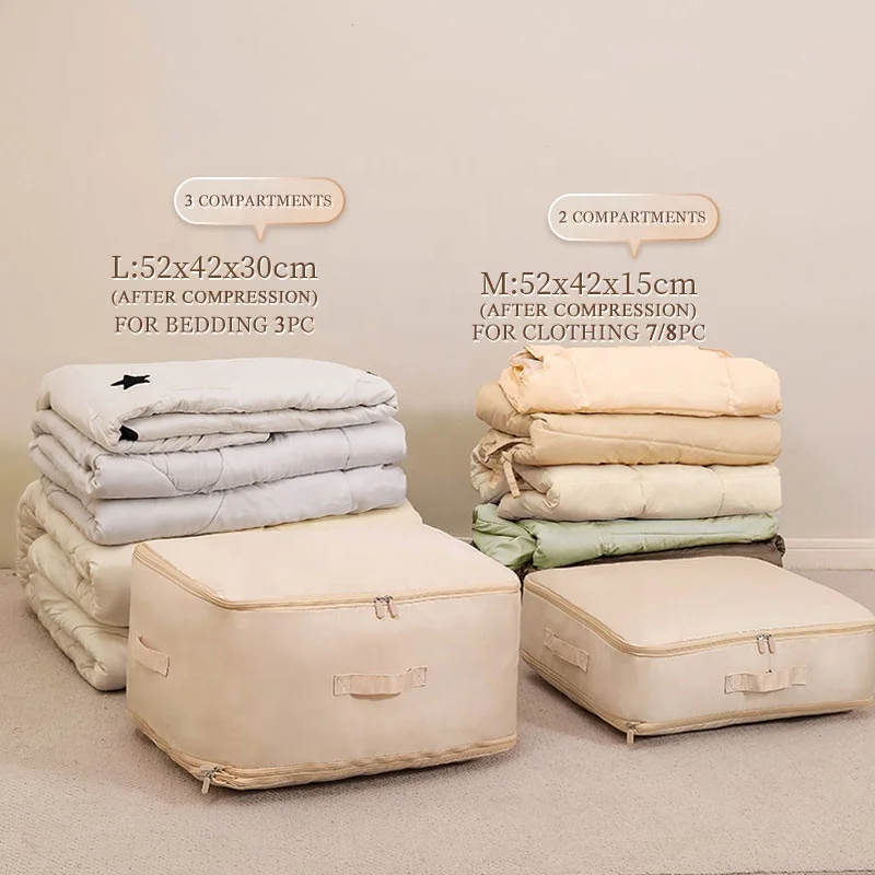 Space Saving Self Compression Reusable Comforter Quilt Large Storage Bag Compression Packaging Cube for Clothes Blankets Bedding
