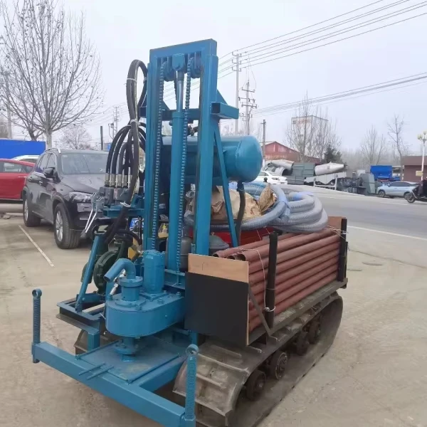 non-electric well drilling machine 100m wheeled car rotary diesel mining drilling rig hydraulic water well drilling machine