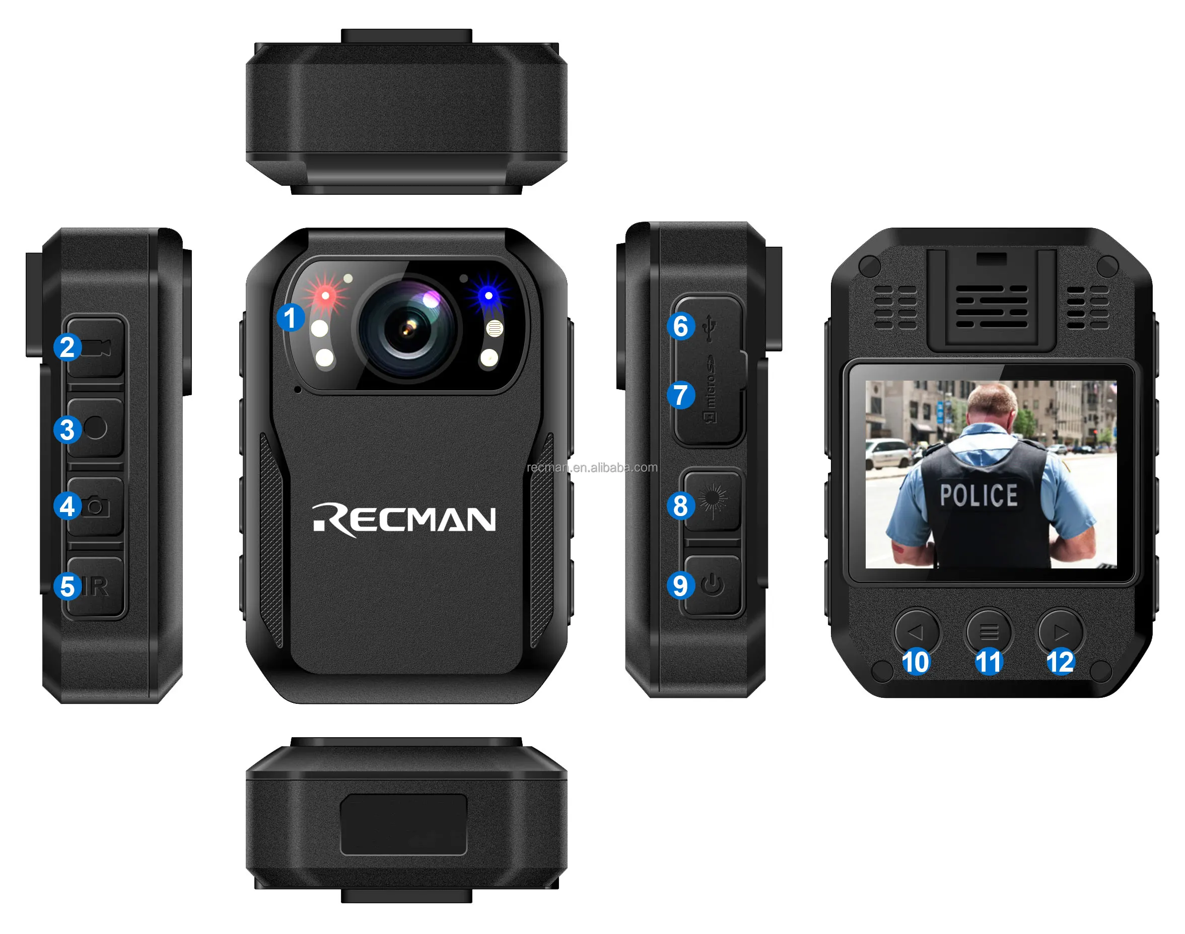 HD 1080p 34MP body Camera Police Camera 64G With SIM/TF/SD Card 512GB Memory Storage Support 	 security body worn camera