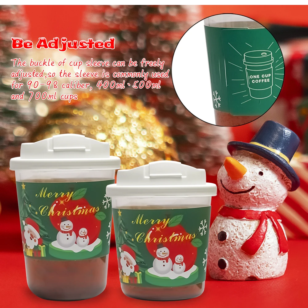 Оптовая цена 50 шт./упаковка рождественские рукава для кофейных чашек двухслойный гофрированный рукав одноразовая Изолированная Праздничная бумажная куртка