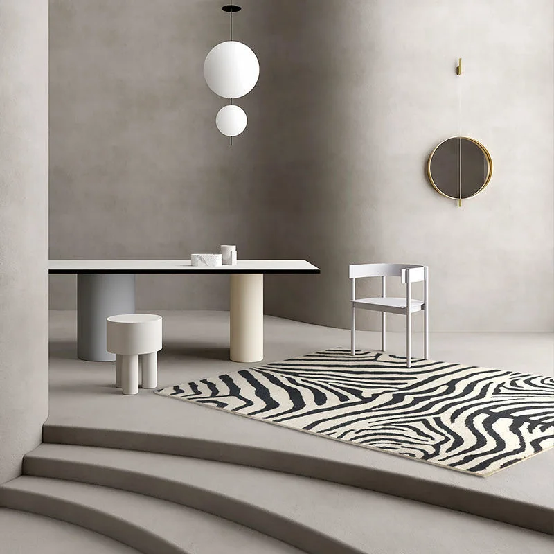 faux fur carpet home decorative animal printed floor runners zebra pattern vintage rug non-slip vortex illusion rug