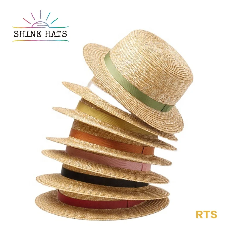 Flat Top Girls Boater Wheat Knot Kids Visor Hats Cowboy Kid Straw Sun Protection Hat 2020 Wholesale Custom Beach Children CN