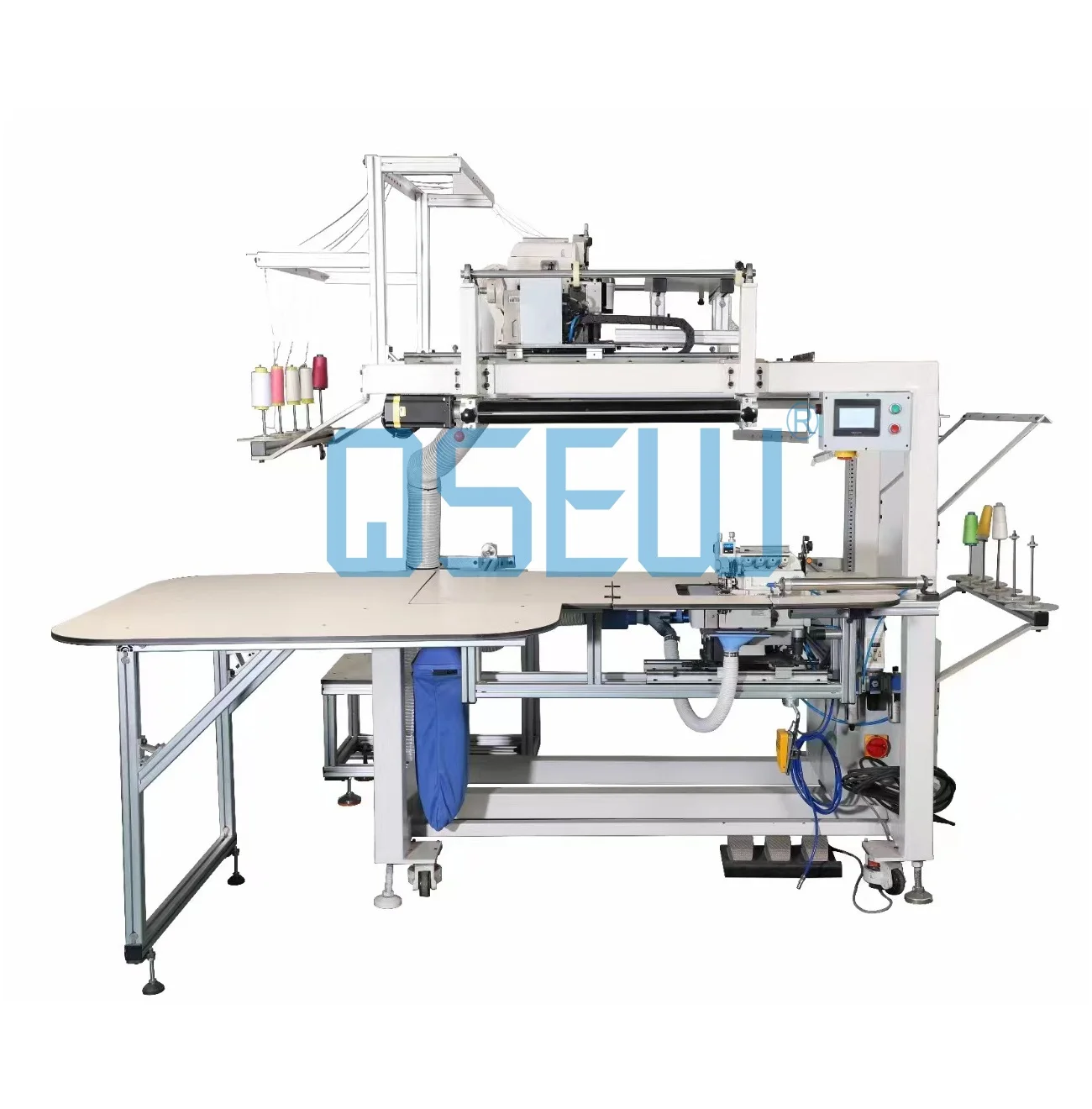 QS-5200DL-DR-SH fully automatic 5 thread Left Hand Overlock Sewing Machine fitted sheet machine
