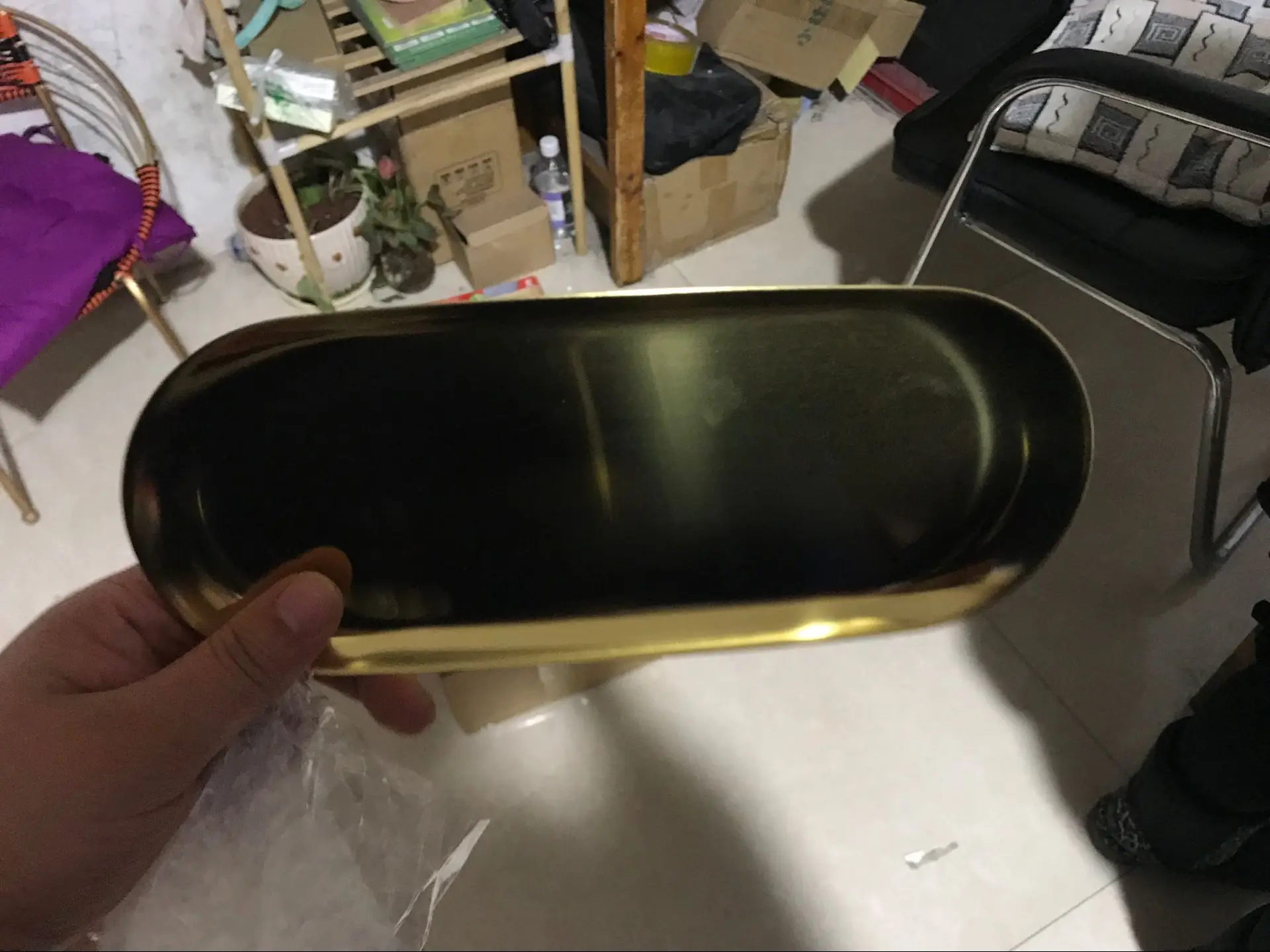 Современный латунный лоток для хранения ювелирных изделий из нержавеющей стали с логотипом на заказ, органайзер, металлические украшения для дома CY0165 (7)