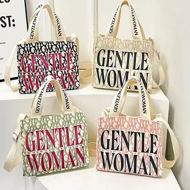 2024 New Fashion Gentle Women Canvas Handbag with Printed Letters Dual Handle Crossbody Bag for Winter Spring Summer Seasons