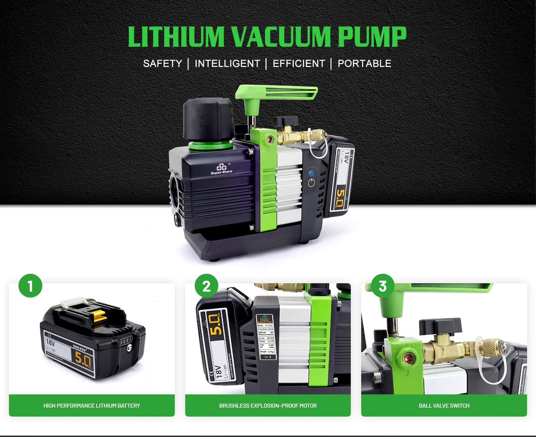 ST-C2BM Vacuum Pump Cooling Vacuum Powerful Suction Vacuum Pump Explosion-proof 1.5 L Lithium Battery Rechargeable Easy to Use