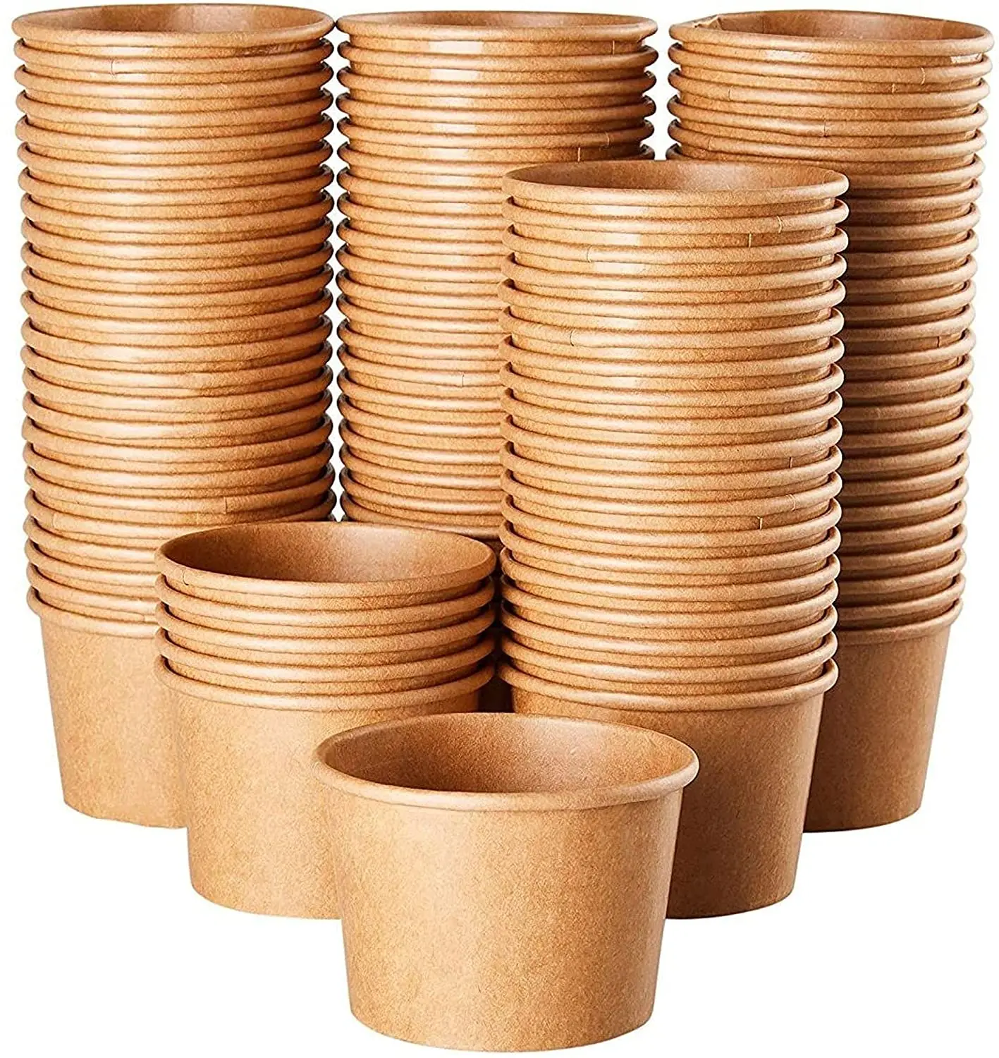 ODM/OEM Embalaje De Alimentos Round Brown Biodegradable Eco-Friendly Take Out Salad Fast kraft Paper Soup Cup Bowl