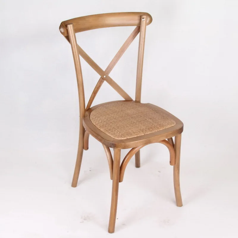Wholesale Rustic Dining Chairs Beech Solid Wood Frame Cross Back Chair