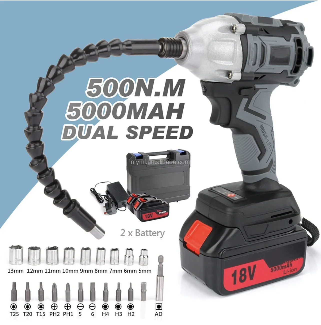 Maximum power 360 Nm lithium battery power tool cordless wrench 20v 1/2 inch head impact power wrench