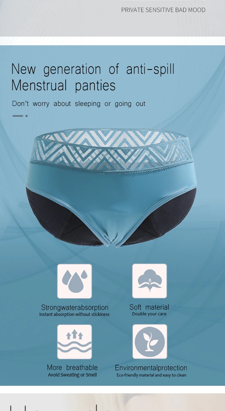 Manufacturer  Underwear Menstrual Women High Waist Panties Period 4 Layers Colorful Bamboo Menstruales