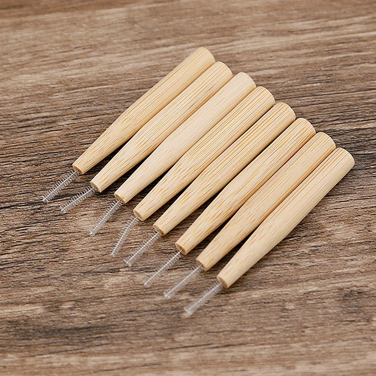 Eco Friendly Screw Bamboo Toothbrush Biogradable Deeply Cleaning Teeth Seams Bamboo Interdental Brush