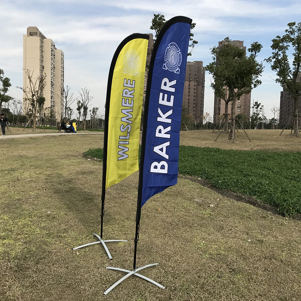 Double Sided Custom Advertising Beach Flying Feather Flag For Outdoor