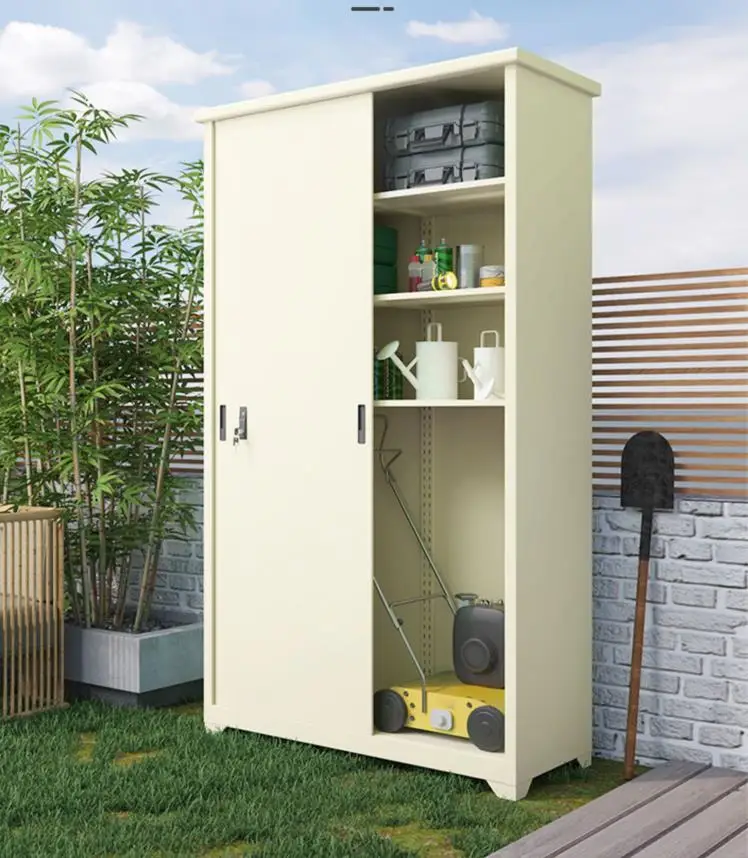 Sliding Door Outdoor Storage Cabinet Waterproof Garden Shed Garden Storage Bin