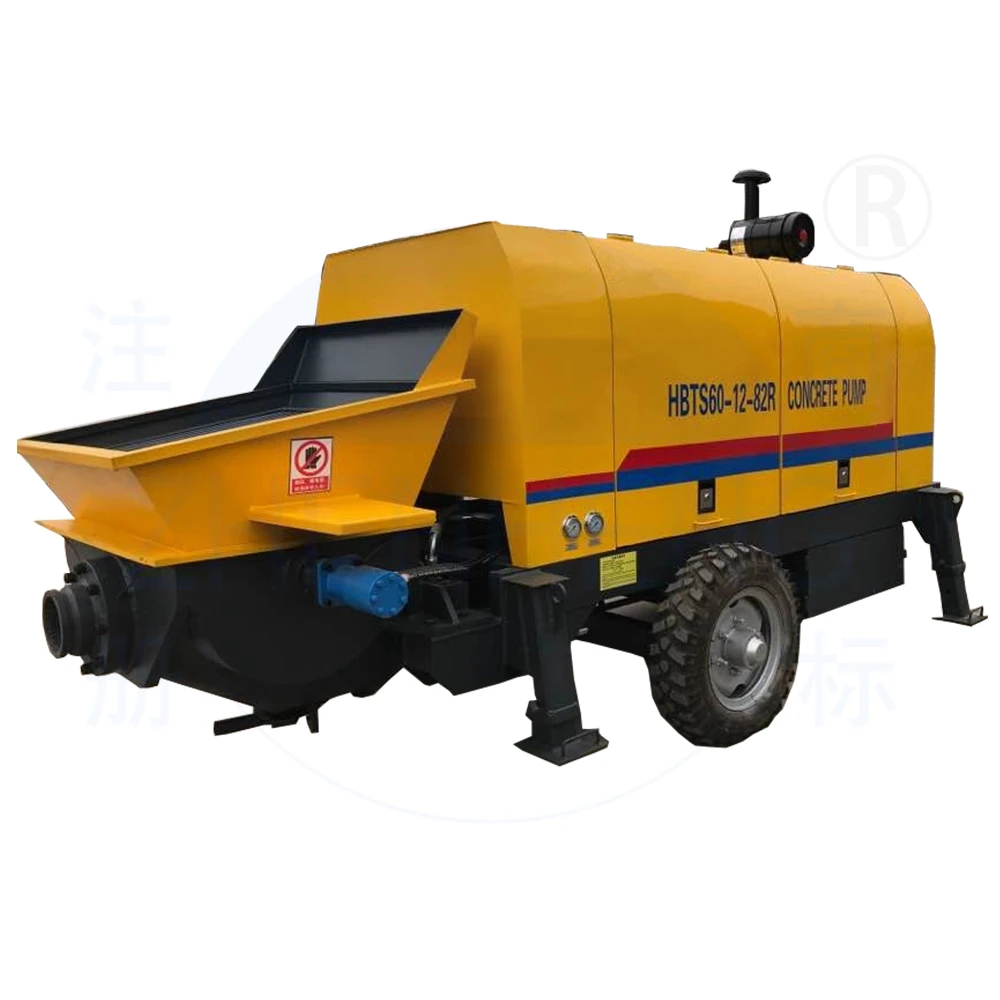 60m3 Trailer Concrete Pump HBTS60 60m3/h capacity diesel engine concrete line pump mounted concrete pump mobile portable