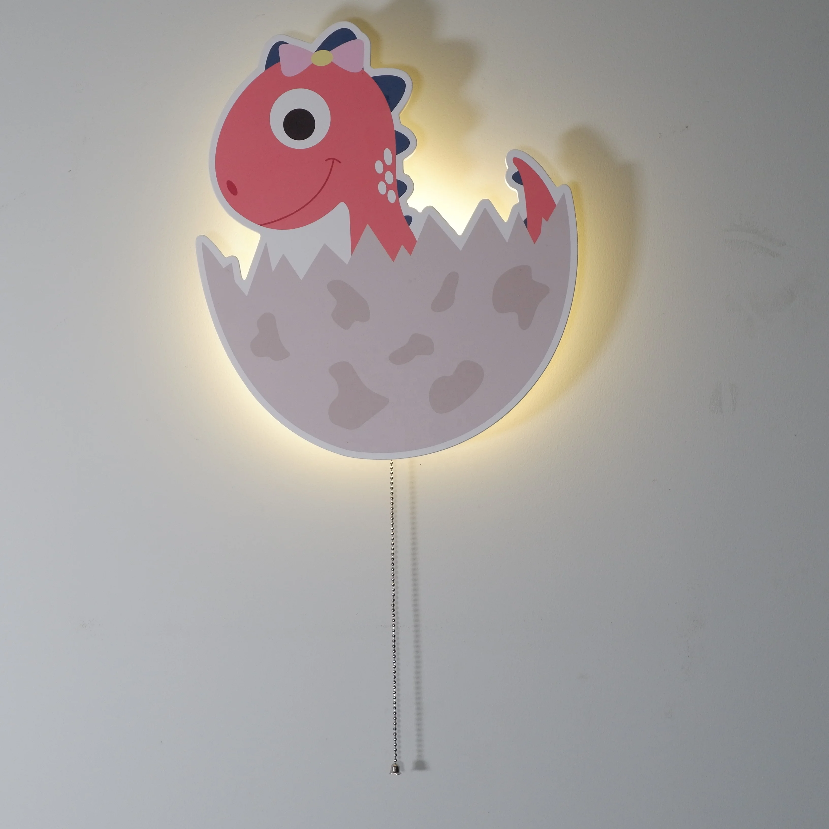 Girls Room Pink Dino Wall Decoration Light Battery Powered LED Indoor Wall Mounted Kids Room Beside Wall Lamp