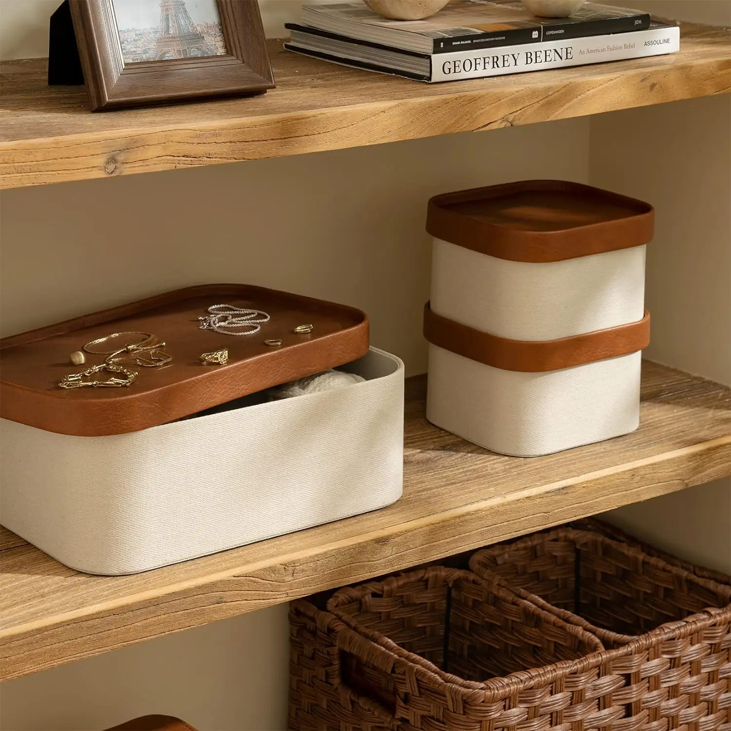 Simple Style Paper Boxes Decorative Tray Organizer Bins Fluted Cardboard Storage Baskets for Jewelry Organizing