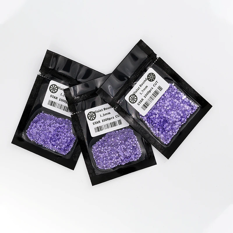 Synthetic color gemstones loose small size melee 1mm cubic zirconia black round brilliant cut gemstones for jewelry making