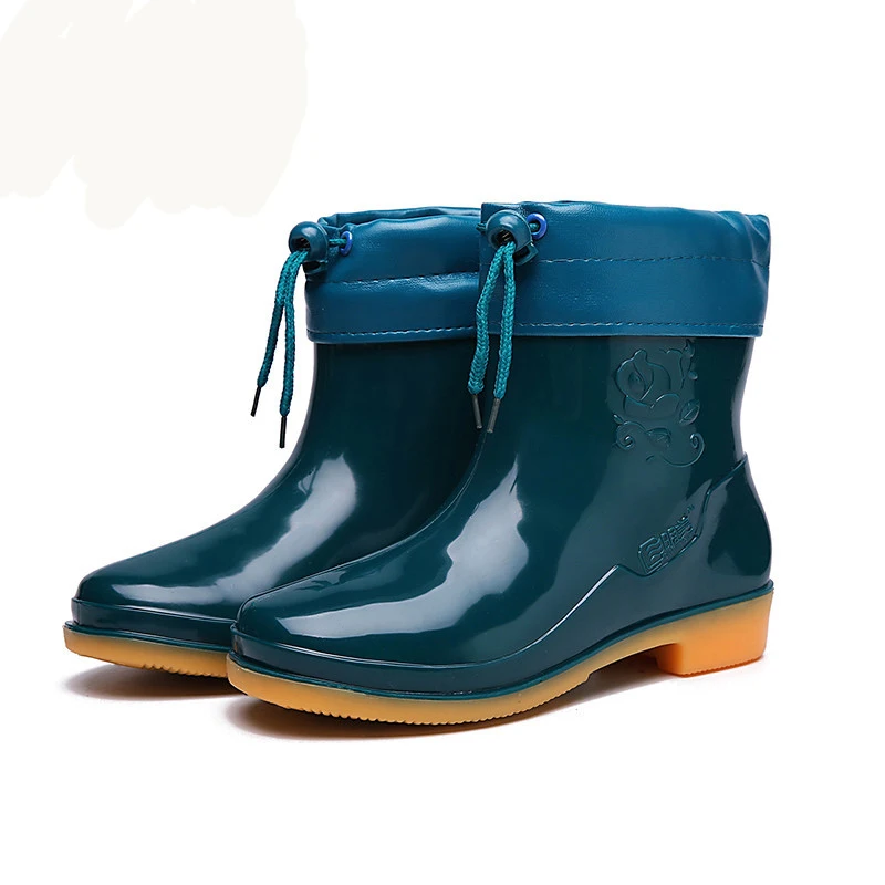 Custom Fashion Waterproof Rubber Transparent Gumboots Low Rainboots Women With Cuff