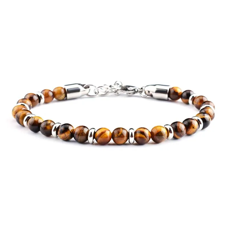 Onyx Tiger eye Stainless Beaded Stainless clasp Natural Stone Bracelet ST221