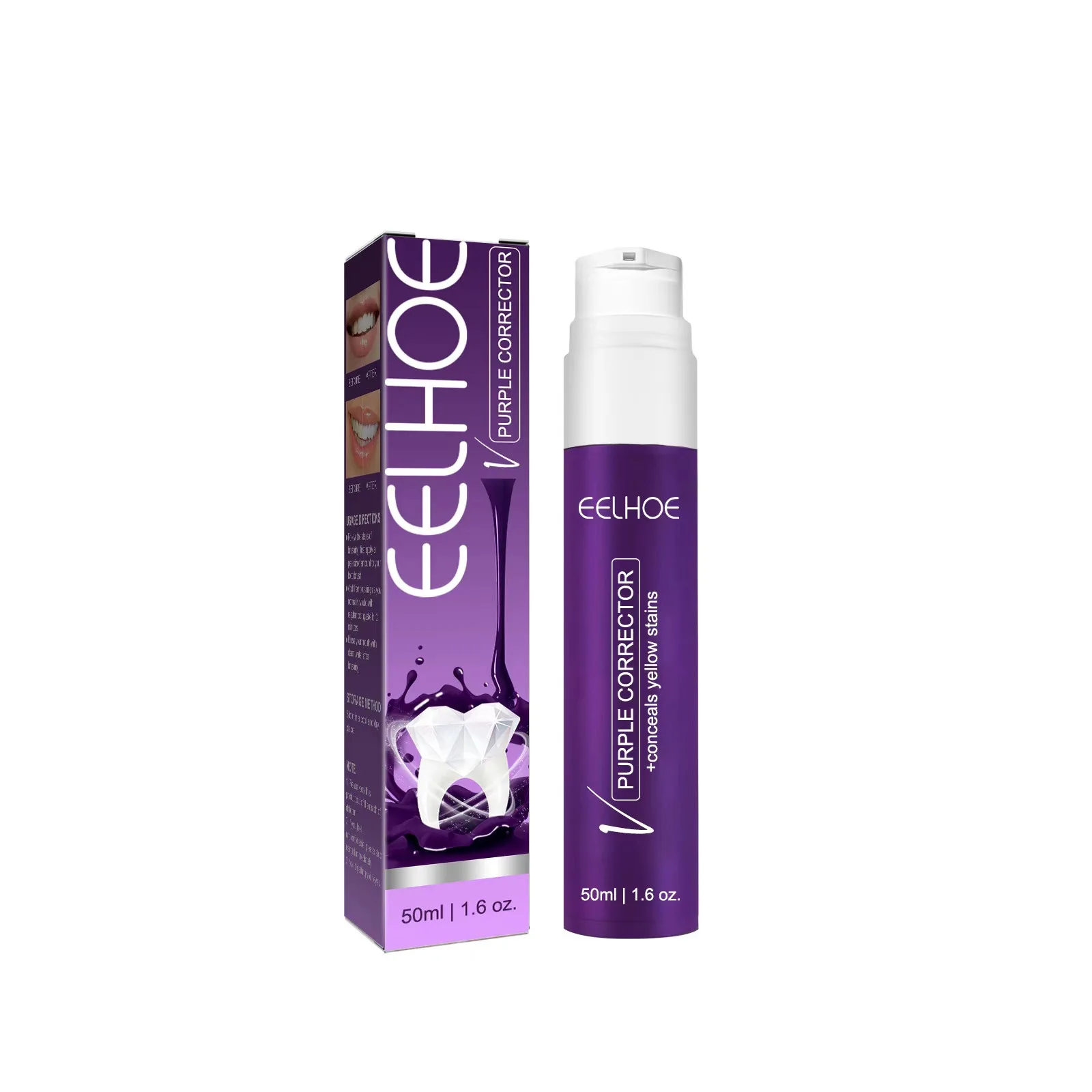 60ml Purple Safe Whitening Refreshing Breath Dental Foam Tooth Cleaning Plaque Removal Solve Oral Problem
