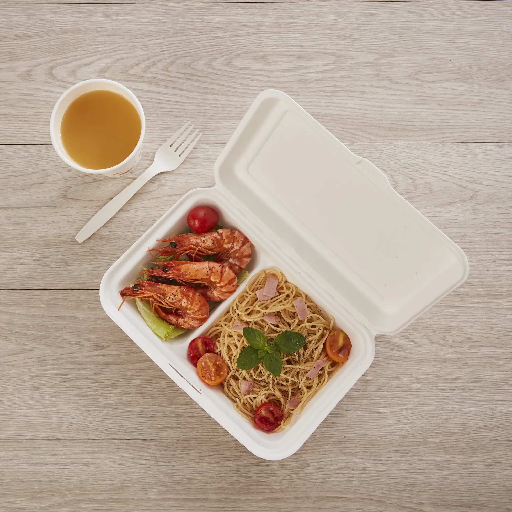 
Biodegradable Take Away 2 Compartment Food Big Container 