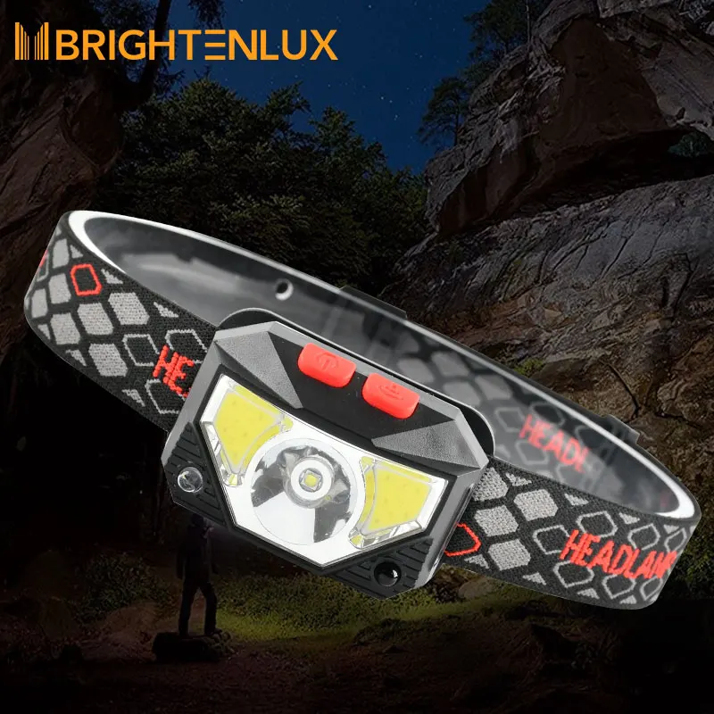 New Outdoor Lightweight Led Headlamp Usb Sensor Side cob Rechargeable Camping Headlamp