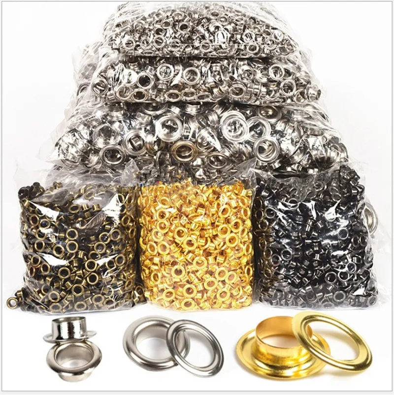 Custom metal copper logo grommet eyelets sewing eyelet iron kits shoes jeans craft heavy duty silver gold eyelets