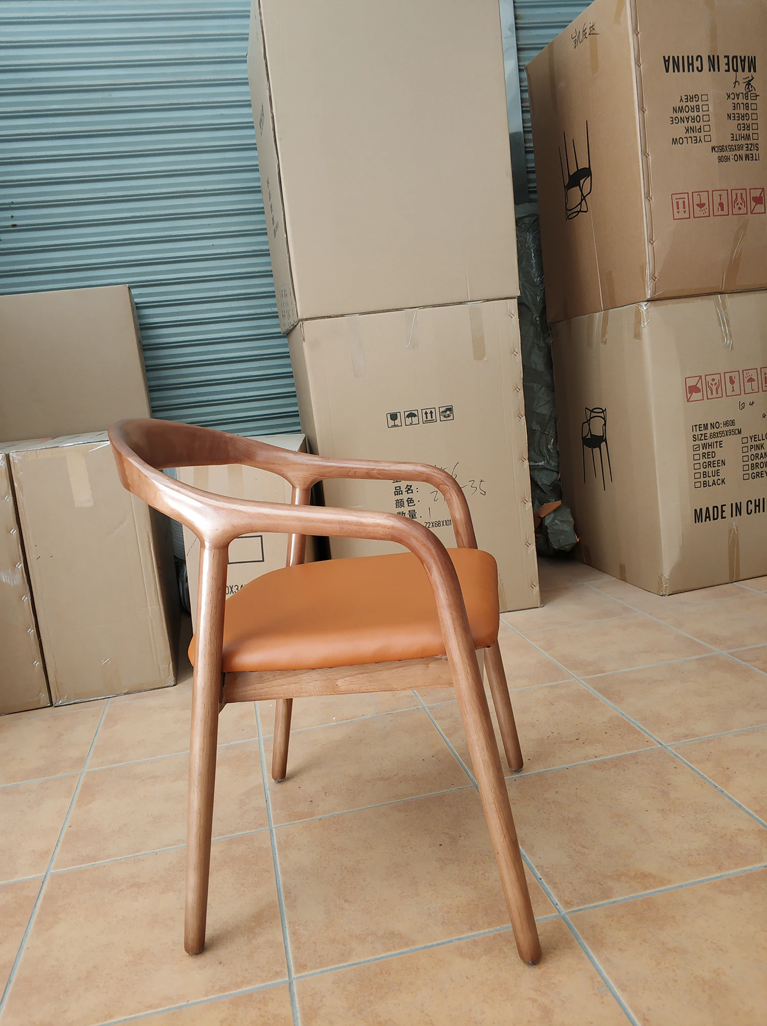 Best price high quality solid wood home furniture oak wood dining chair with fabric leather  seat chair