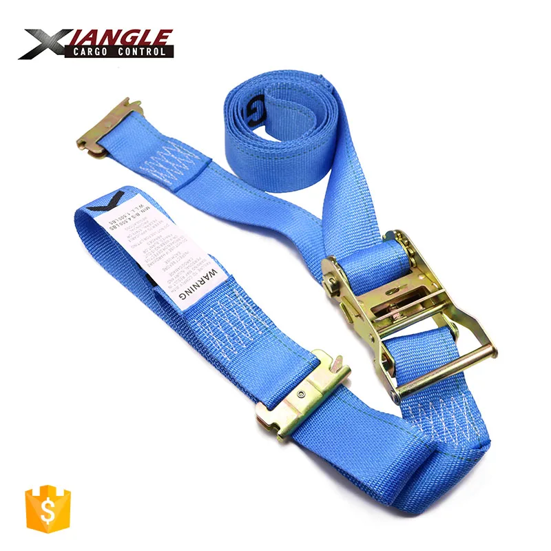 2 inch 4400lbs 50mm cargo control ratchet cargo lashing tie down strap belt for heavy trailer with E hook straps