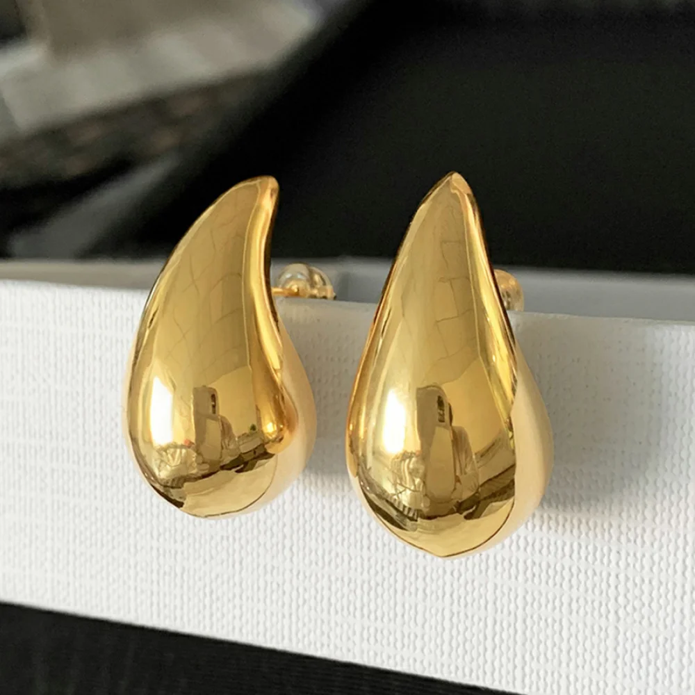 Vintage Luxury Jewelry Women Party Accessories Retro Pvd Gold Teardrop Water Drop Earrings