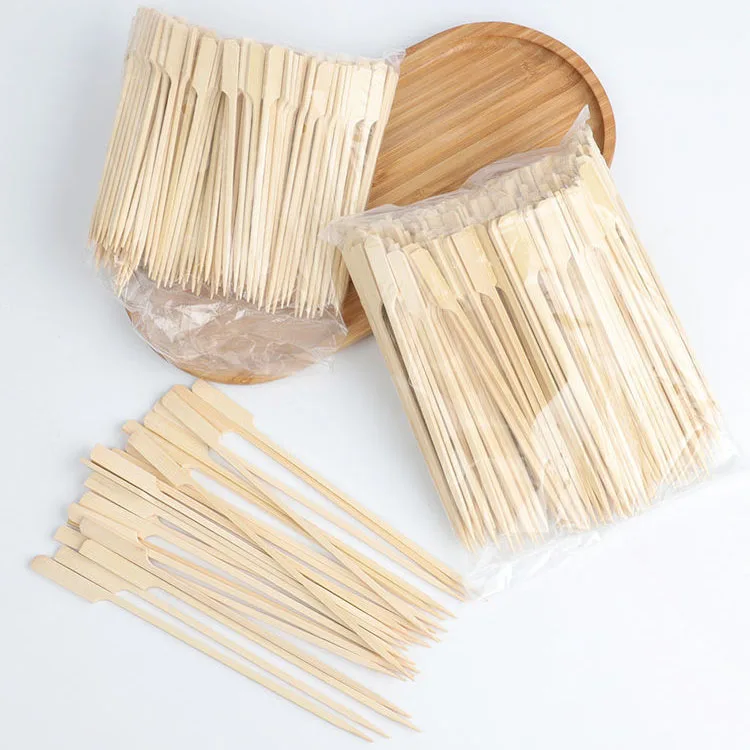 Biodegradable bamboo paddle picks fancy flat toothpicks for appetizers cocktail picks bamboo skewers