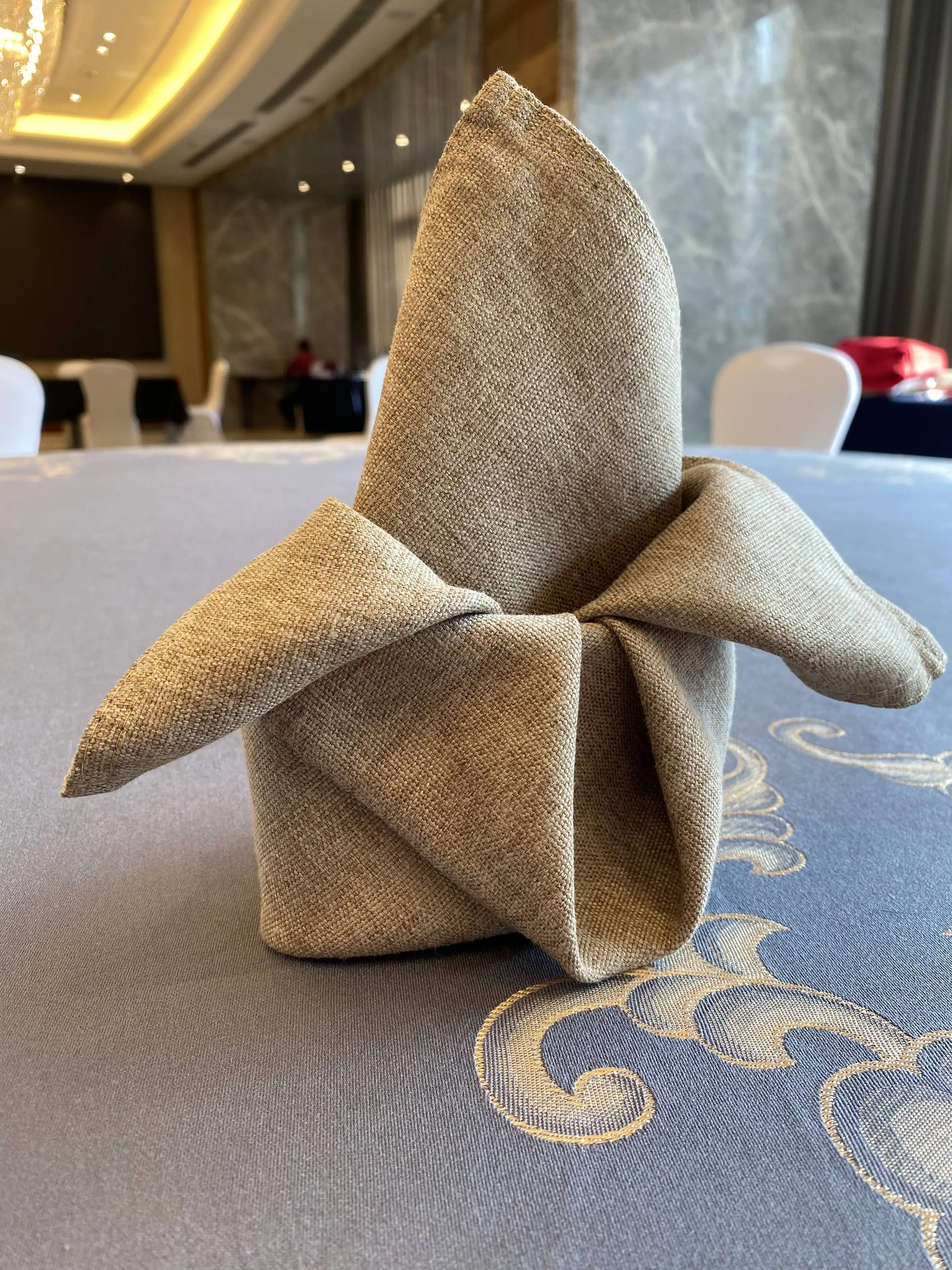 crocheted polyester and cotton satin band cloth napkin in stock inventory reserve warehouse bank clearance