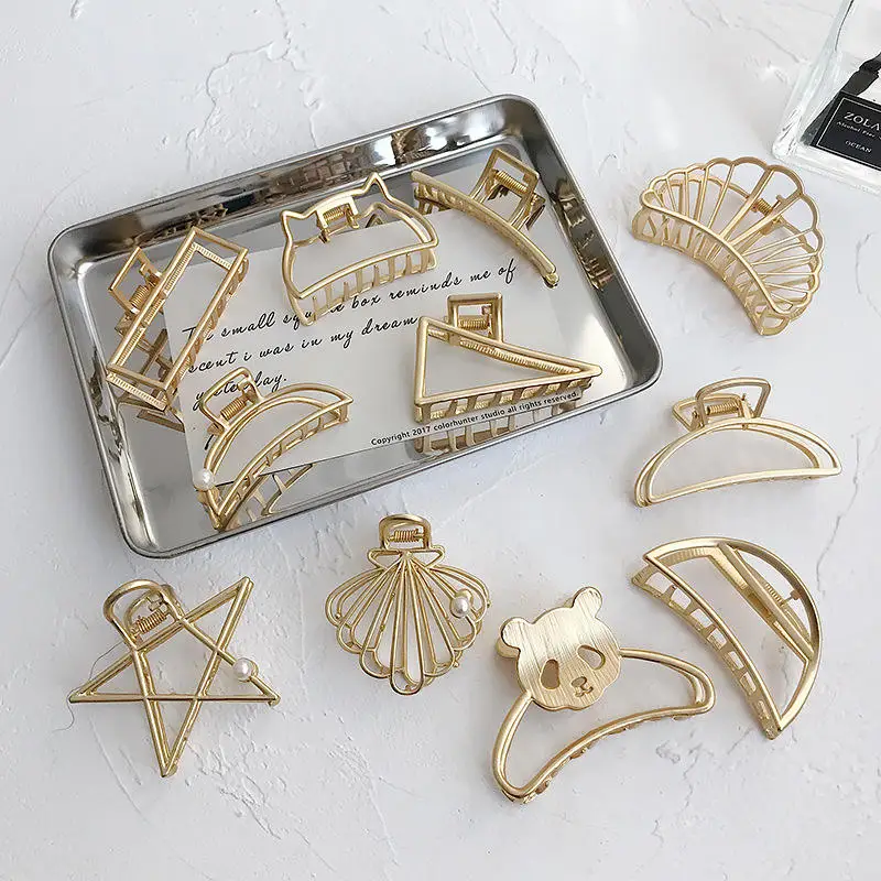 2023 TOP SALE  metal hairpin for women wholesale hair claw clips Creative hollow metal hair clip for women