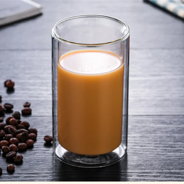 Coffee Mug Wide Mouth Cup without Handle Transparent Drinking Glass Double Wall Clear Glass Europe Mugs Tumblers Water Glasses