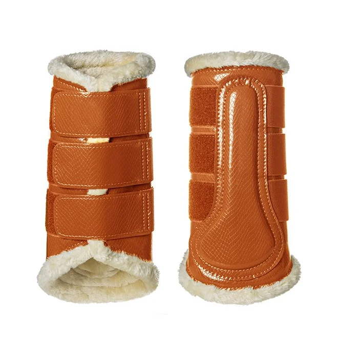 Best Sale Equestrian Supplier Horse Riding Products Brushing Boots Shiny Synthetic Leather Equine Horse Boots