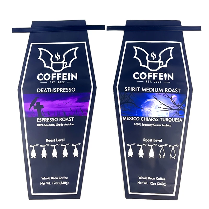 Custom Flat Bottom Bag Shaped Eight Side Seal Packaging Bag Aluminum Foil Moisture Proof Ziplock Coffee Beans Bag With Tin Tie