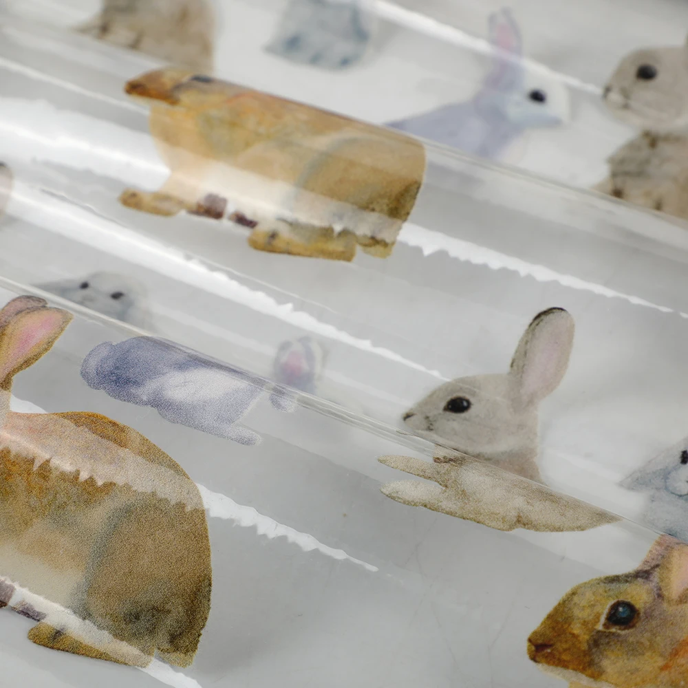 High quality custom digital printing rabbit design on 100% TPU clear vinyl fabric for shoes
