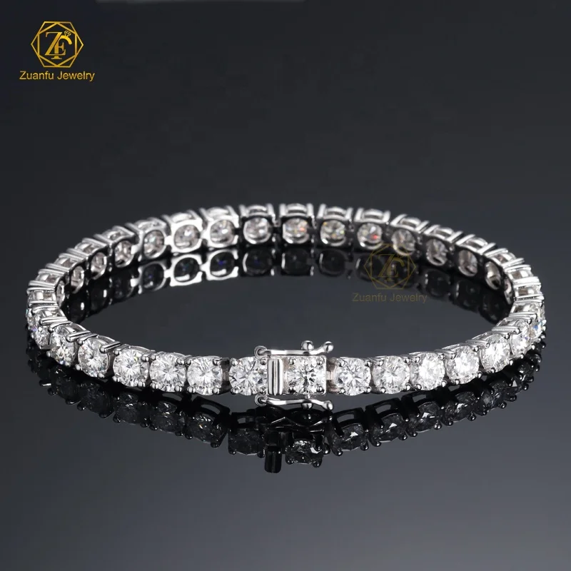 In Stock Hip Hop Iced Out 18k Gold Plated 925 Sterling Silver 3mm 4mm 5mm VVS Moissanite Diamond Tennis Bracelets