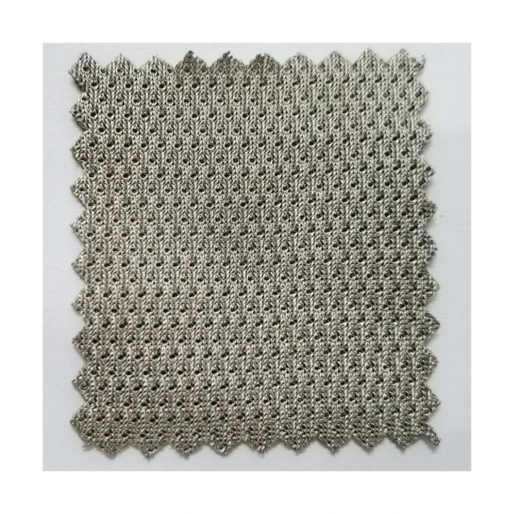 China Custom Made Knitting Polyester Mesh Fabric Tear Resistant Silver Conductive Fabric