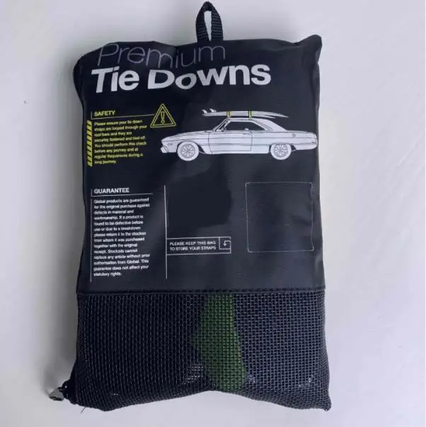 Polyester Truck Trailer Car Cargo Roof Lashing Rubber Handle Buckle Hook Surf Rack Tie Down Ratchet Strap with Protection Cover