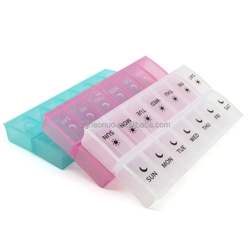 factory  new Double row 14  compartments weekly Drug storage box 7 days Sealed and dust-proof PP Plastic pill box