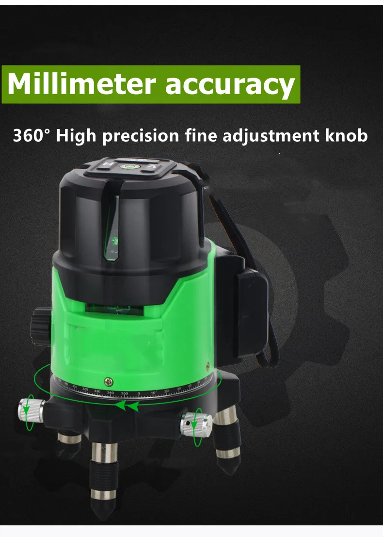 Portable multi green beam  laser level 360 rotating laser level with slope setting laser level measuring tape