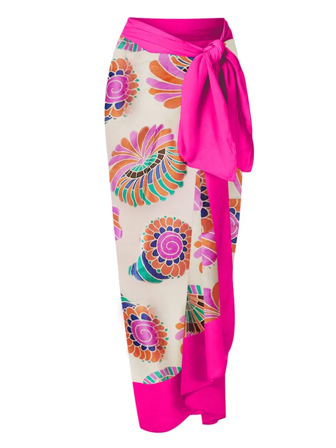 New trendy fashion swimwear beachwear one piece swimsuit vintage print bikini set with beach cover up