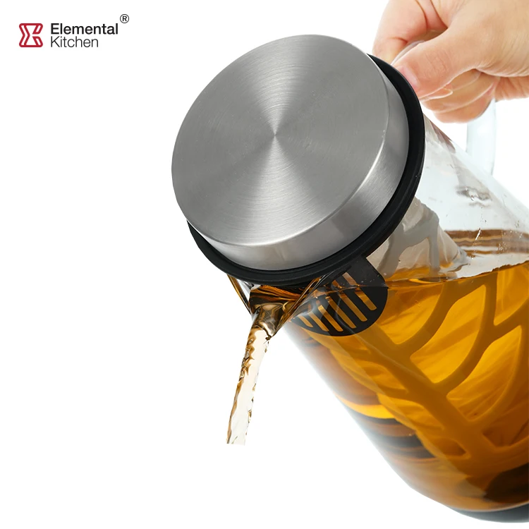 1500ml transparent glass cold water pitcher set ingusion jug with infuser filter