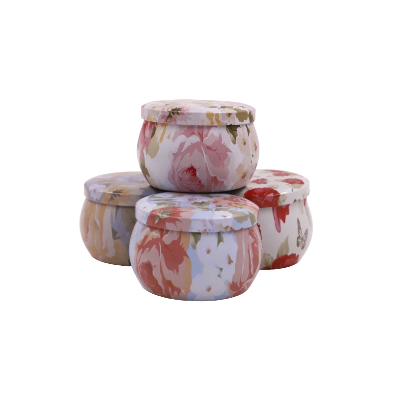 Customized Round Decorative Candle Packaging Tins Empty Candle Tins Containers