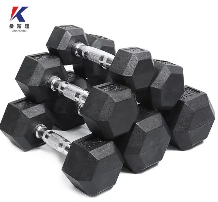 Steel Free Weight Lifting Gym Equipment 10kg Weights Hex Dumbbell Sets Hexagon Hexagonal Rubber Dumbbell