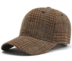 Winter Warm Casual Lumberjack Plaid Melange Cap Dad Hat 6 Panel Classic Adjustable Soft Furry Baseball Cap