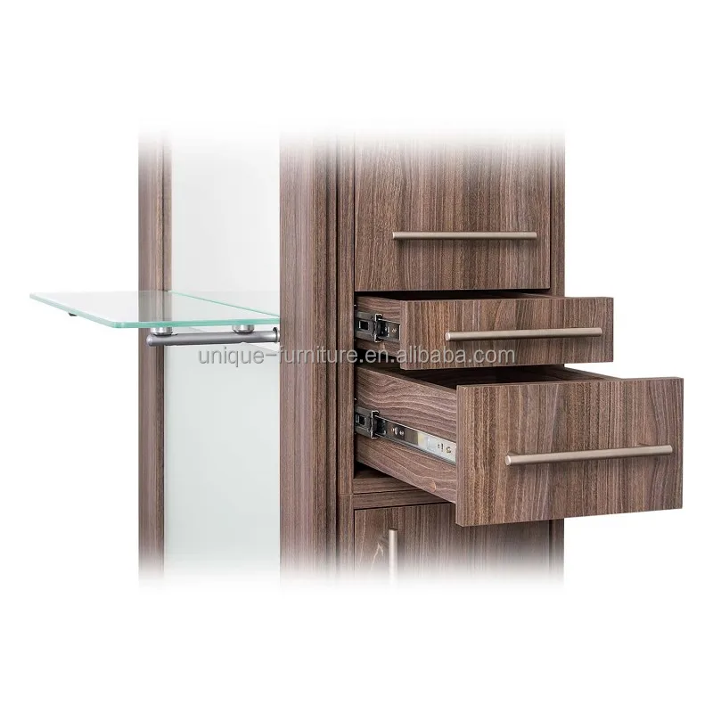 Деревянная стильная станция для парикмахерской зеркальная станция с выдвижным ящиком