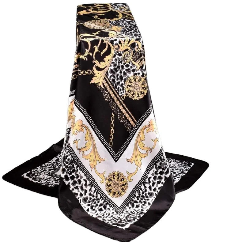 2021 новый большой квадратный шарф неправильной формы в американском стиле цепочка цветочный Модный Шелковый шарф с принтом